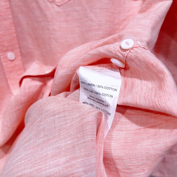 J Crew Baird McNutt Irish Linen Long Sleeve Button Down Shirt Coral Mens Medium - Picture 6 of 6